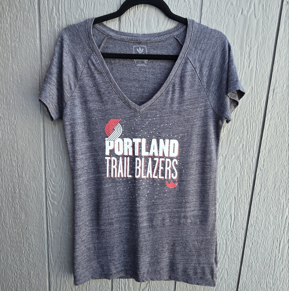 Adidas Portland Trail Blazers V Neck Top - Blinged Out